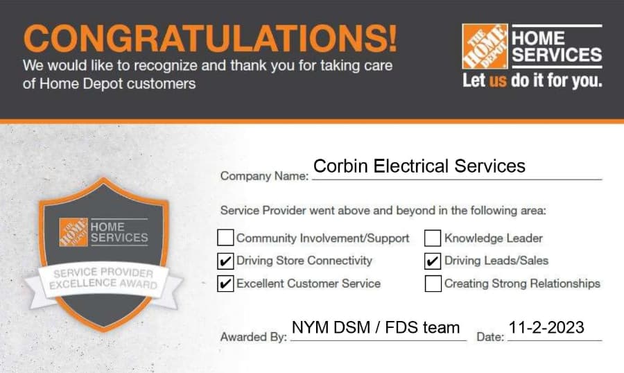 Home services Home Depot award