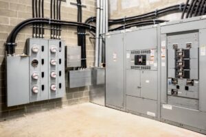 Interior of electrical room in commercial building